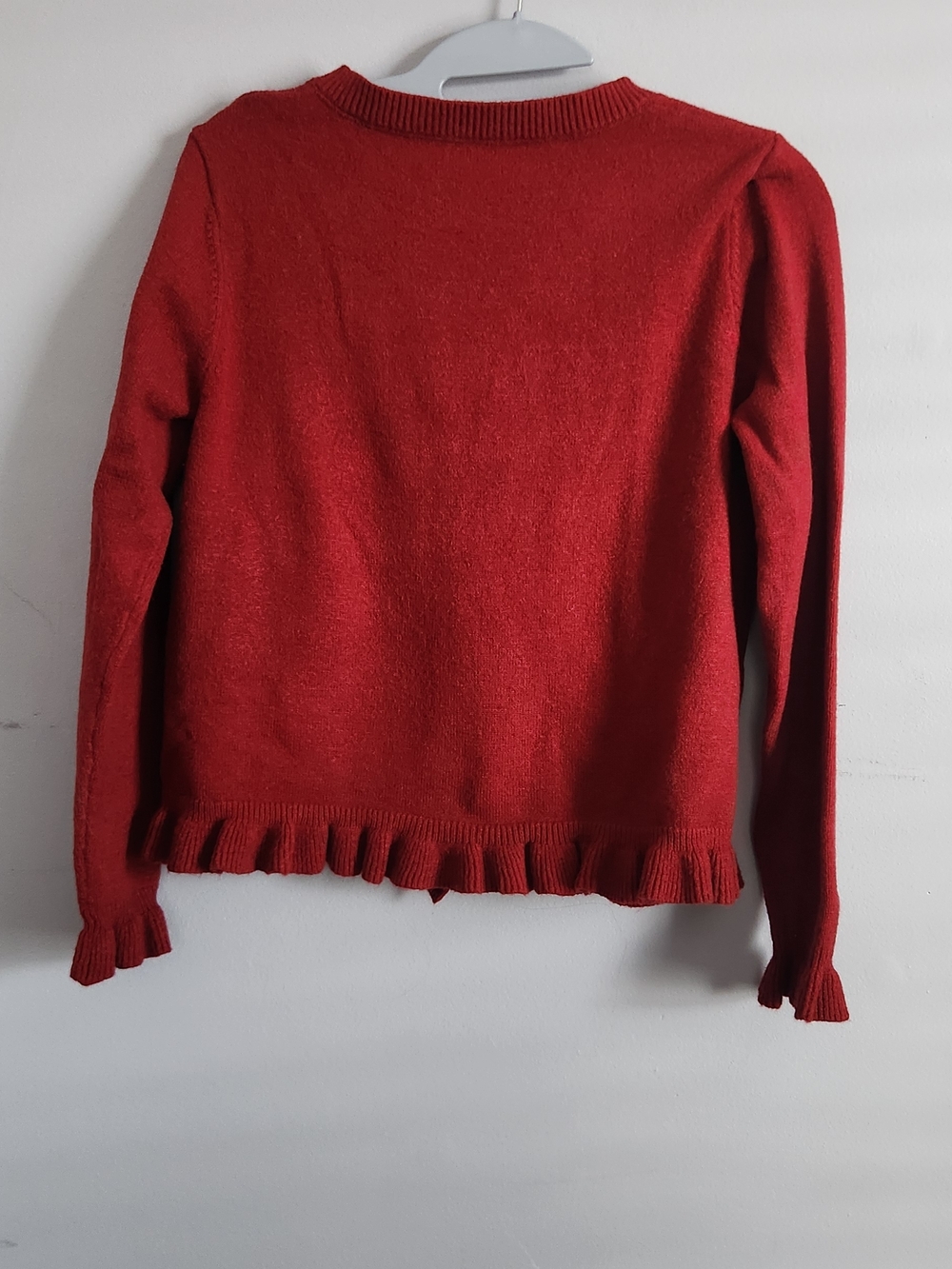 Red Ruffle-Trim Button Cardigan - Picture 2 of 3